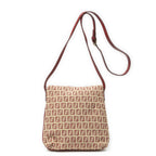 Fendi Small Flap Bag Crossbody Red Beige Zucchino Canvas — view 5