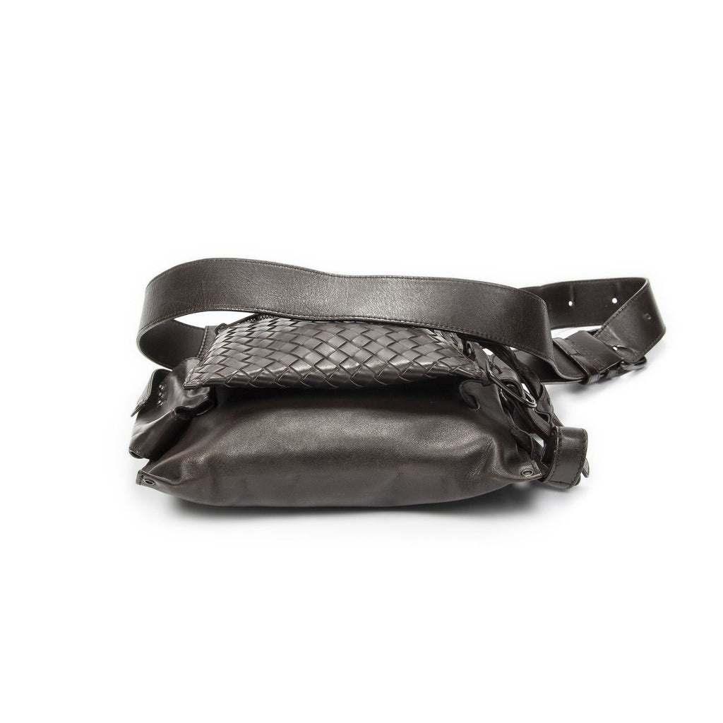 Bottega Veneta Utility Front Pocket Waist Bag Dark Brown Trim Intrecciato — view 3