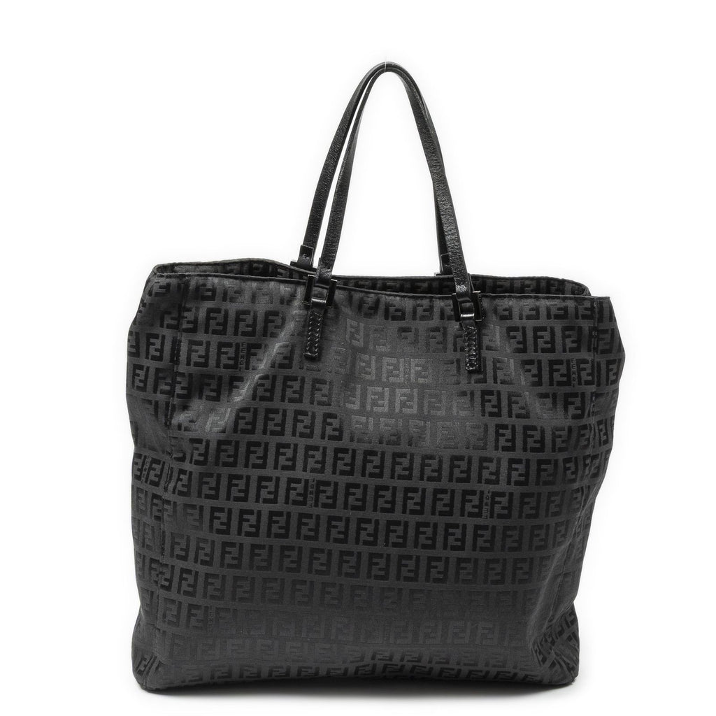 Fendi Square Open Tote Black Zucchino Canvas — view 5