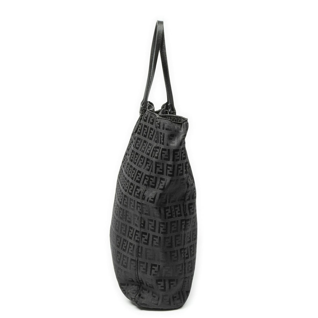 Fendi Square Open Tote Black Zucchino Canvas — view 3