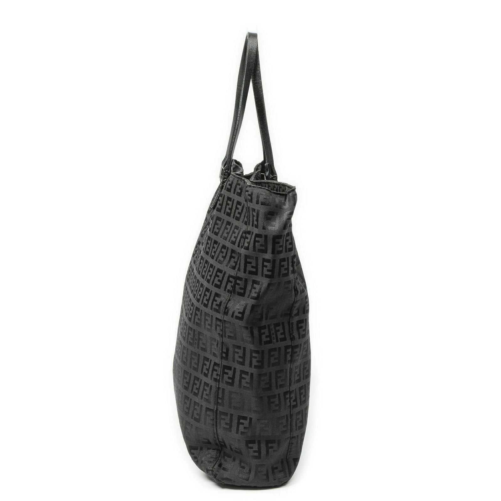 Fendi Square Open Tote Black Zucchino Canvas — view 3