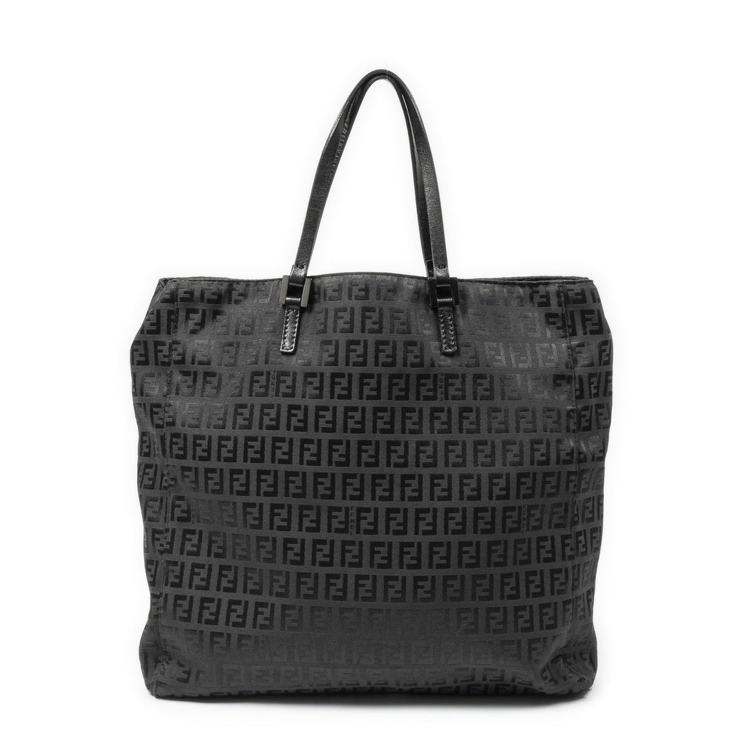 Fendi Square Open Tote Black Zucchino Canvas