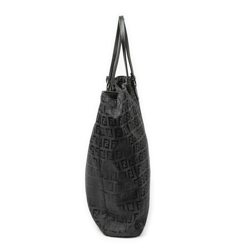 Fendi Square Open Tote Black Zucchino Canvas — view 4