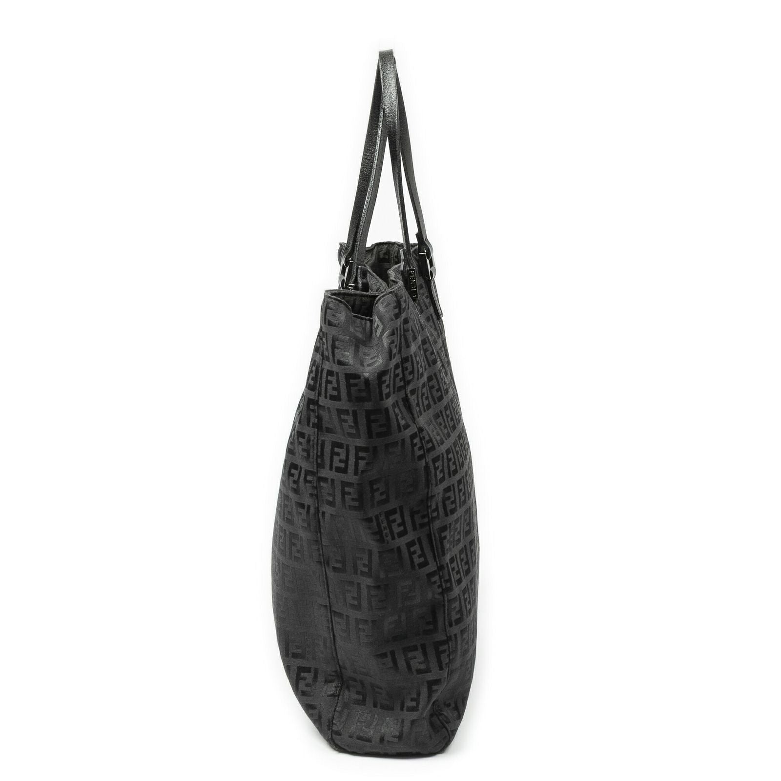 Fendi Square Open Tote Black Zucchino Canvas — view 4