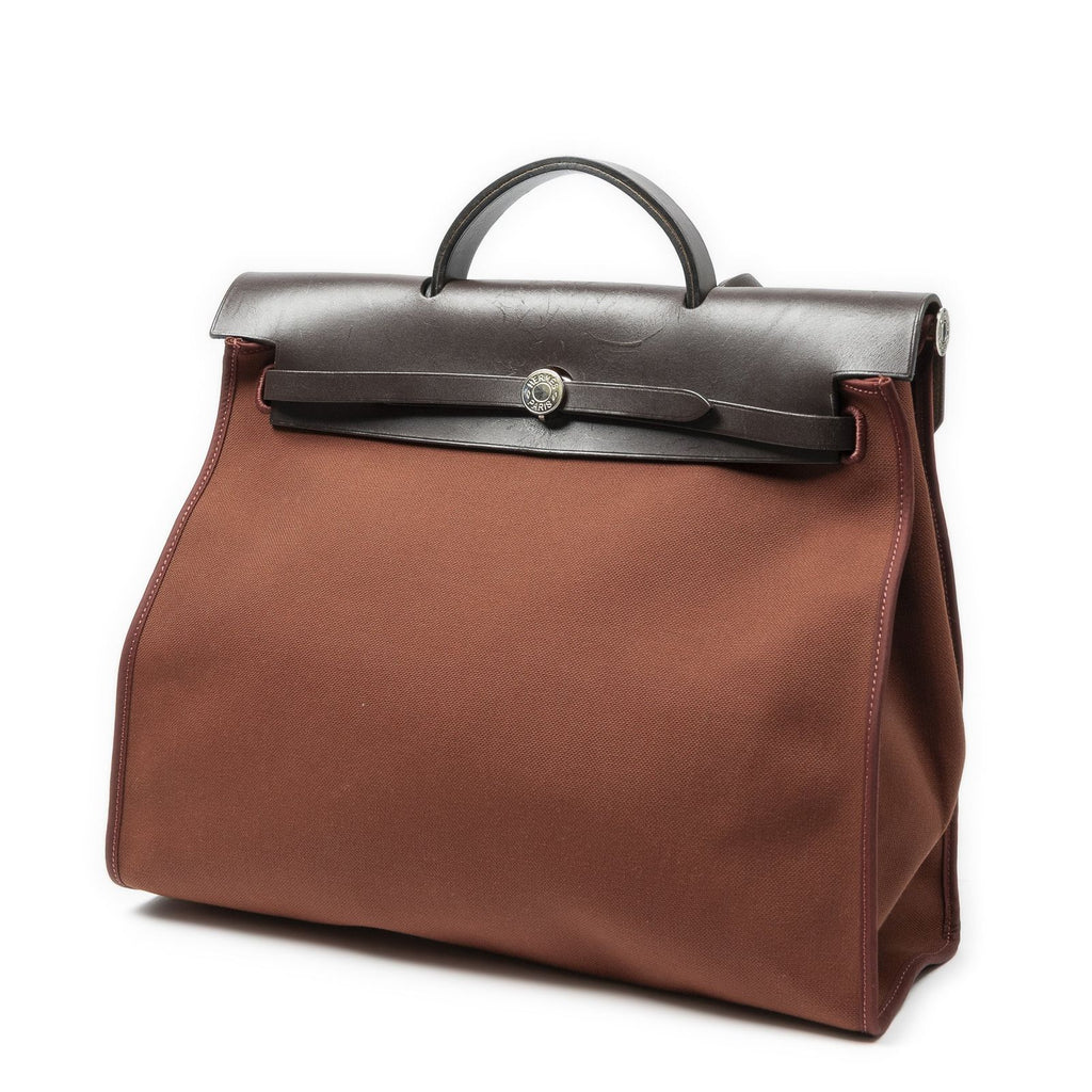 Hermes Herbag Zip Rouge H Toile Officier Handbag — view 2