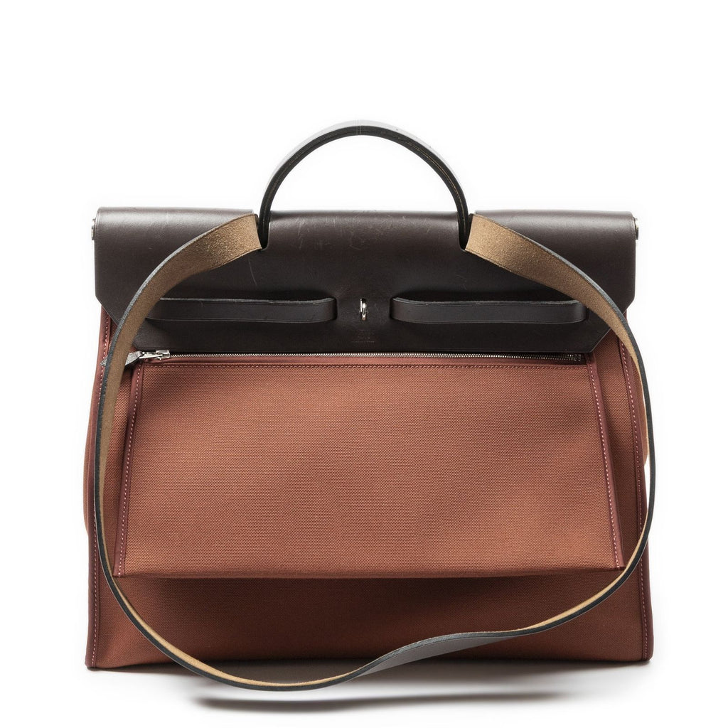 Hermes Herbag Zip Rouge H Toile Officier Handbag — view 5