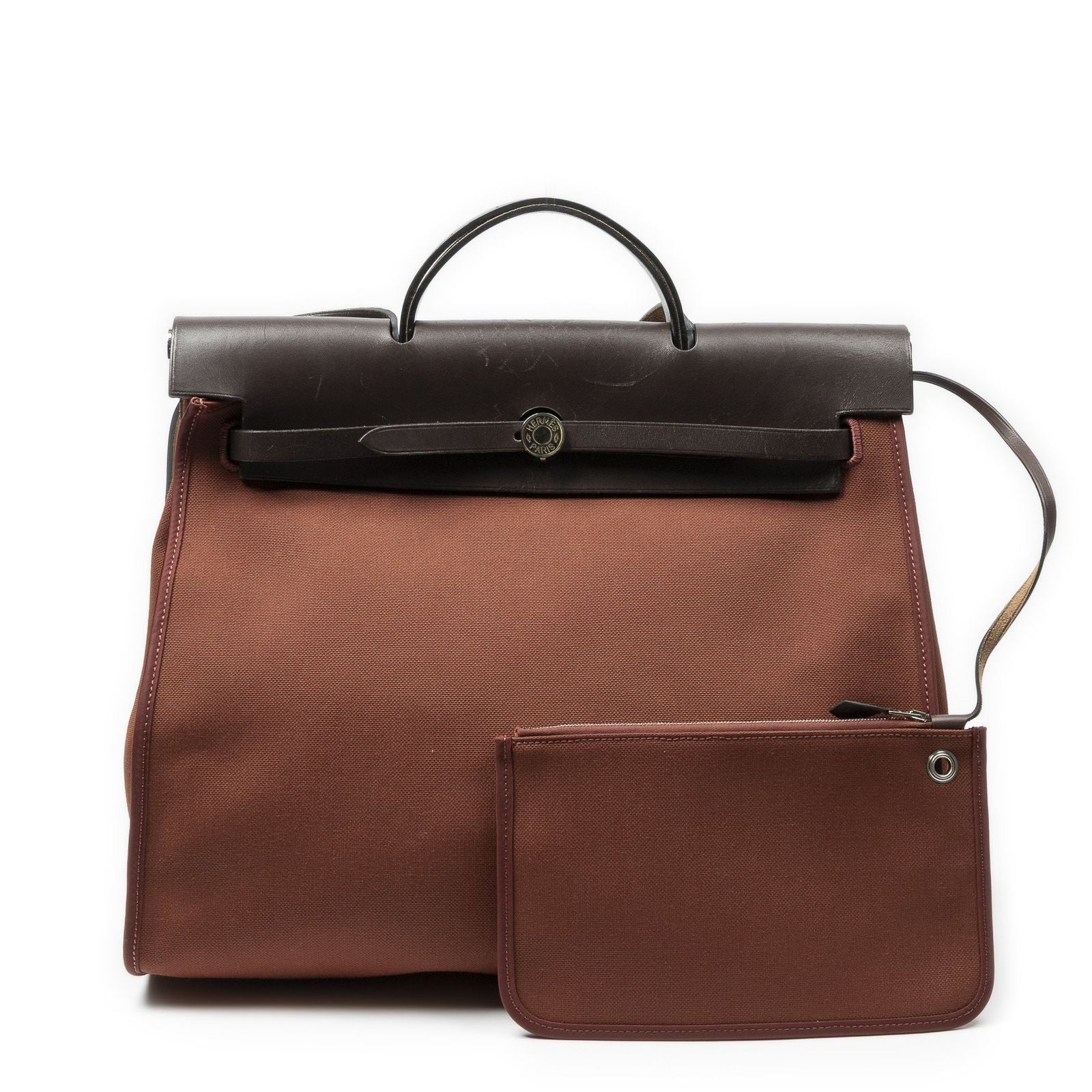 Hermes Herbag Zip Rouge H Toile Officier Handbag