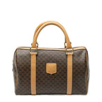 Celine Small Boston Beige Brown Macadam Canvas Handbag
