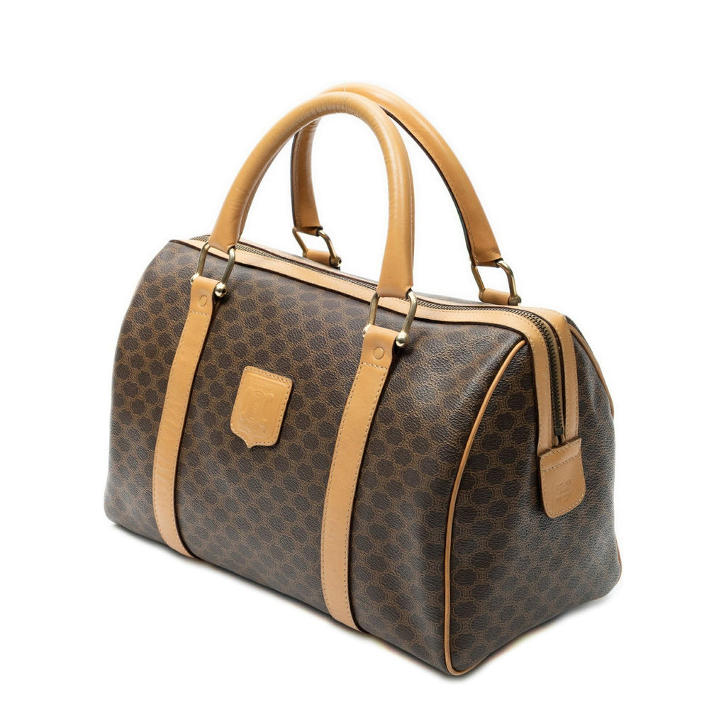 Celine Small Boston Beige Brown Macadam Canvas Handbag — view 2