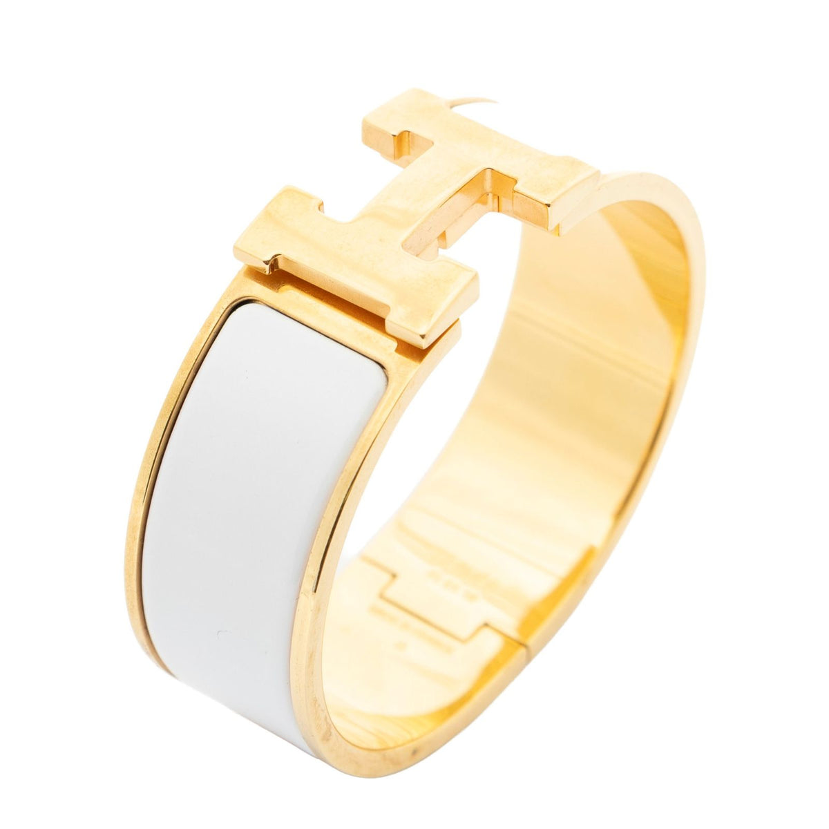 Hermes Clic Clac H Bracelet White Gold Plated