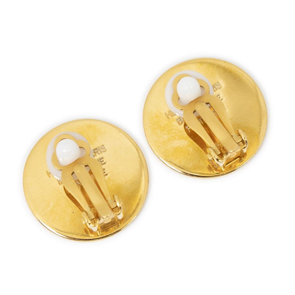 Hermes Clou de Selle Clip on Earrings Gold Plated — view 2