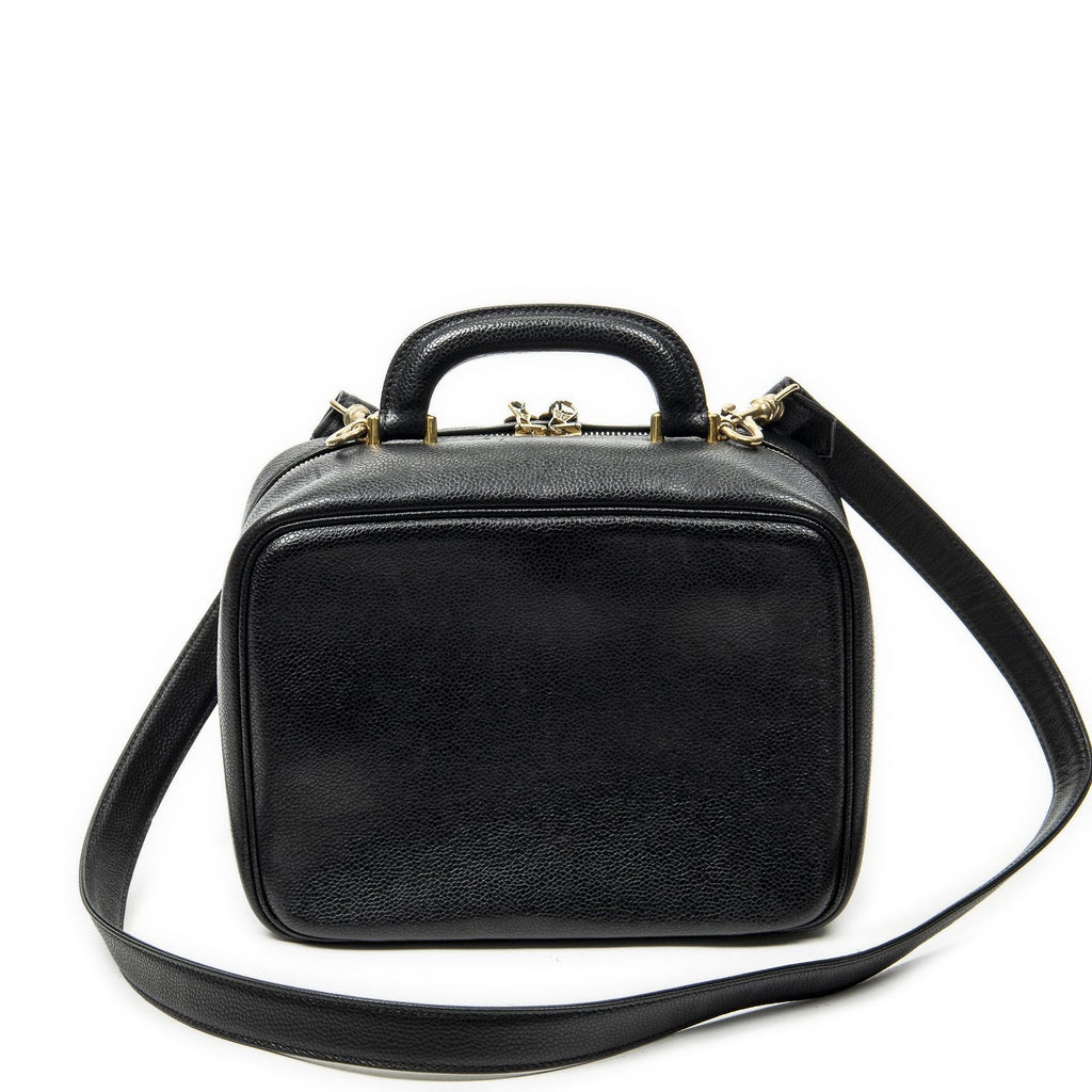 Chanel CC Vanity Top Handle Black Caviar Leather Handbag — view 5