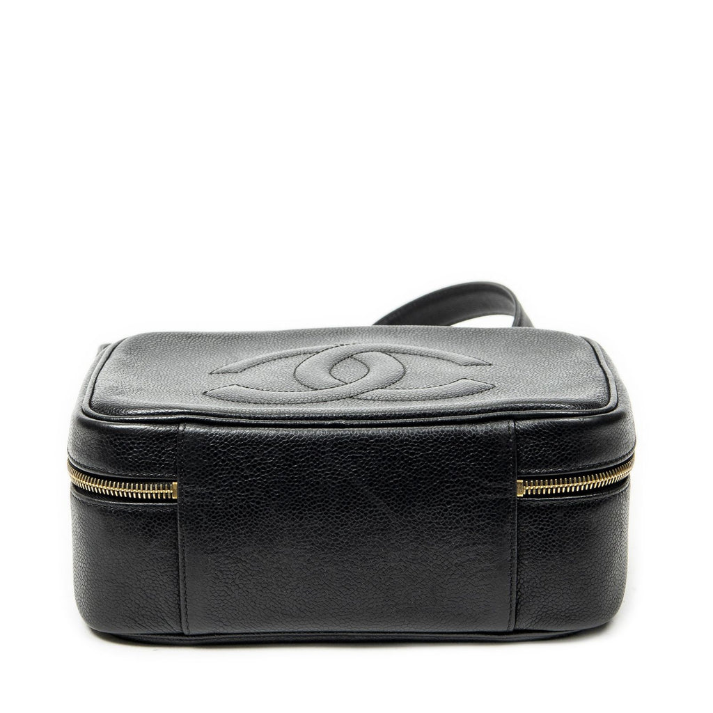 Chanel CC Vanity Top Handle Black Caviar Leather Handbag — view 6