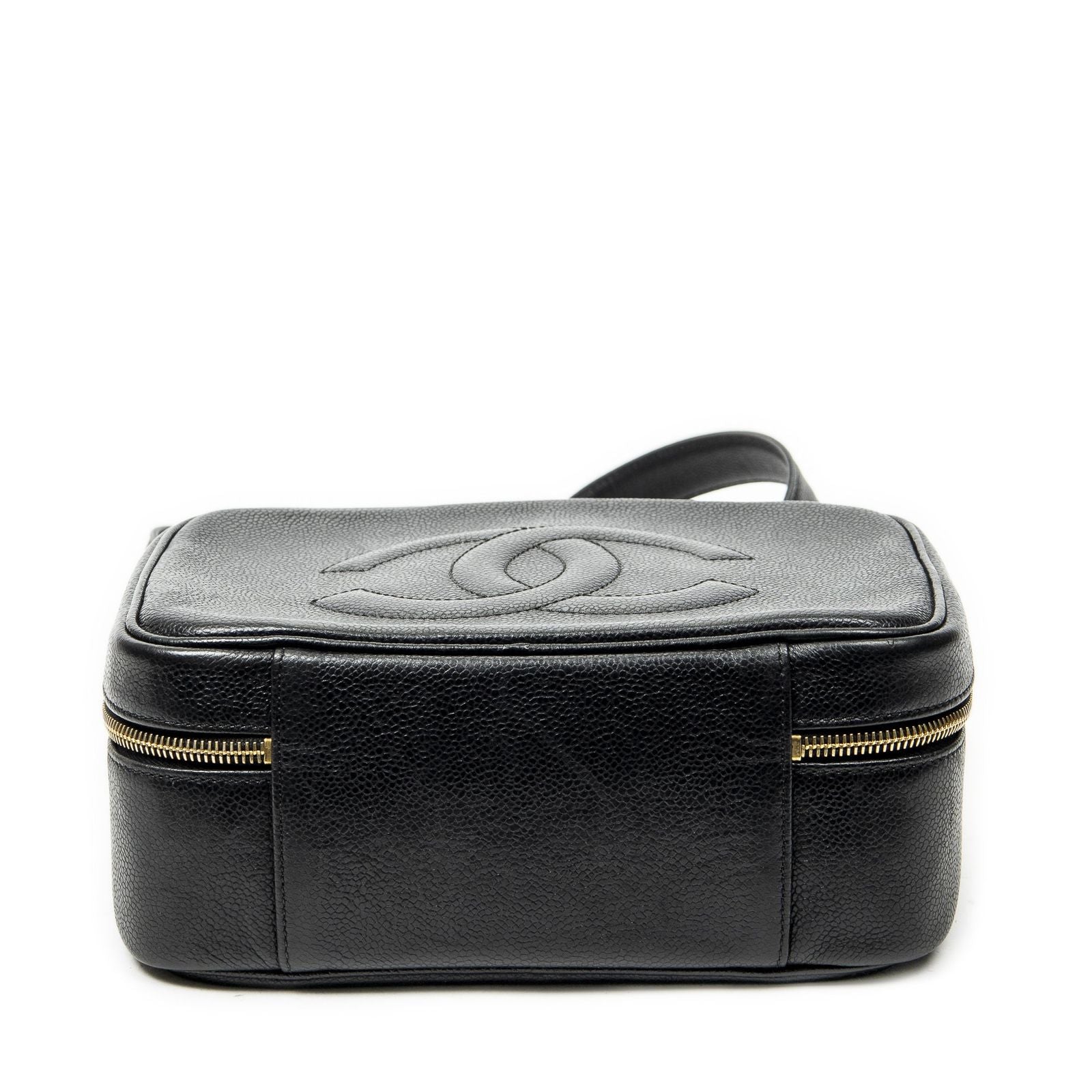 Chanel CC Vanity Top Handle Black Caviar Leather Handbag — view 6