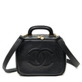 Chanel CC Vanity Top Handle Black Caviar Leather Handbag
