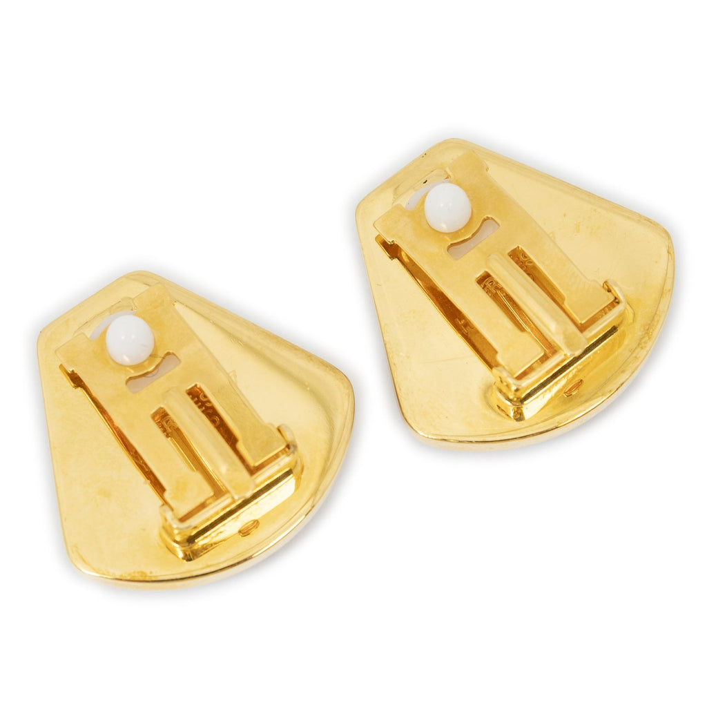 Hermes Inlaid Clip on Earrings Black Red Skull and Sunburst Motif — view 2