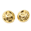 Chanel CC Logo Round Clip Type Earrings Gold Plated