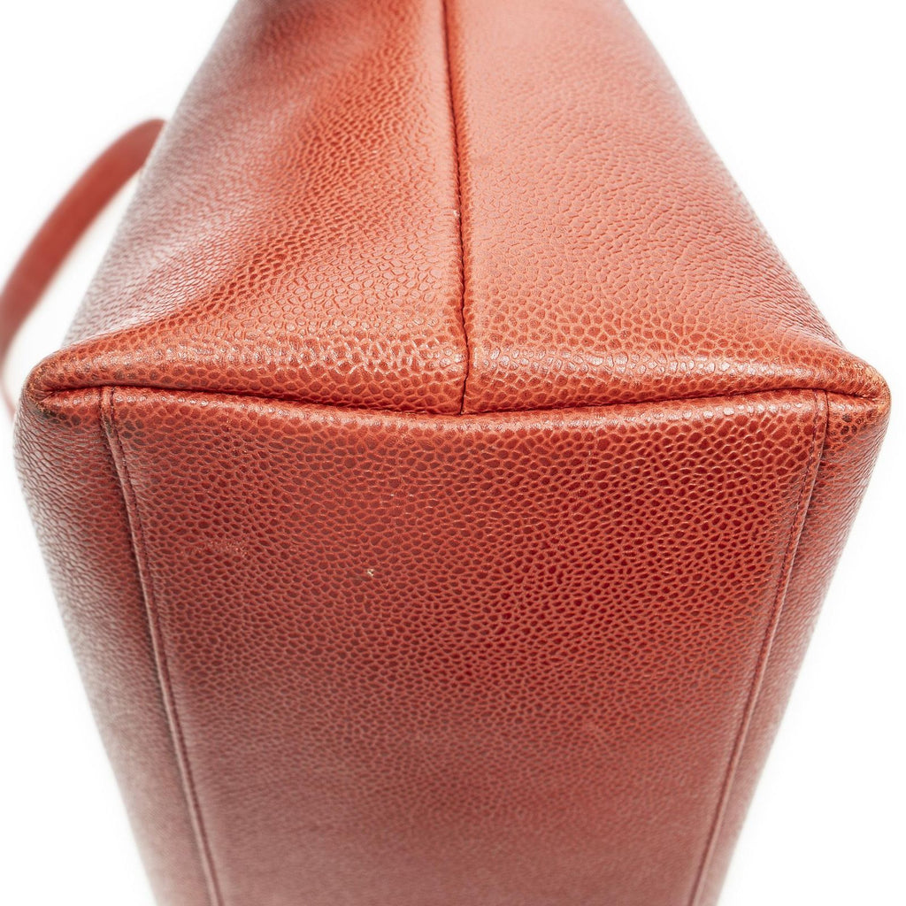 Chanel Large CC Dome Tote Red Caviar Leather — view 8