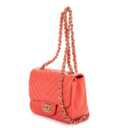 Chanel CC Timless Chain Crossbody Coral Pink Chevron Lambskin — view 2