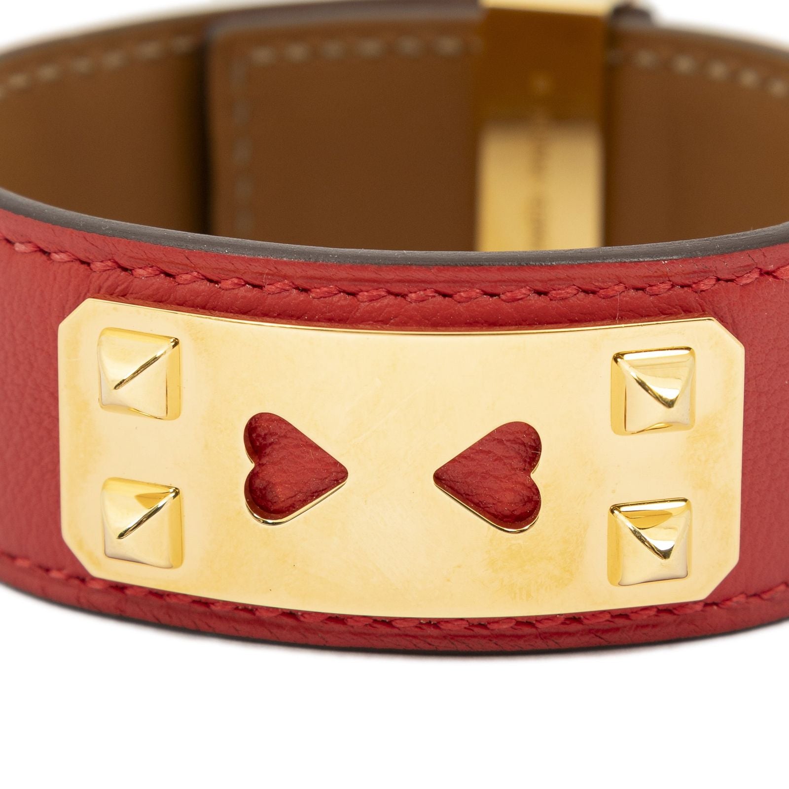 Hermes As de Coeur Collier de Chien Bracelet Red Swift Leather — view 3