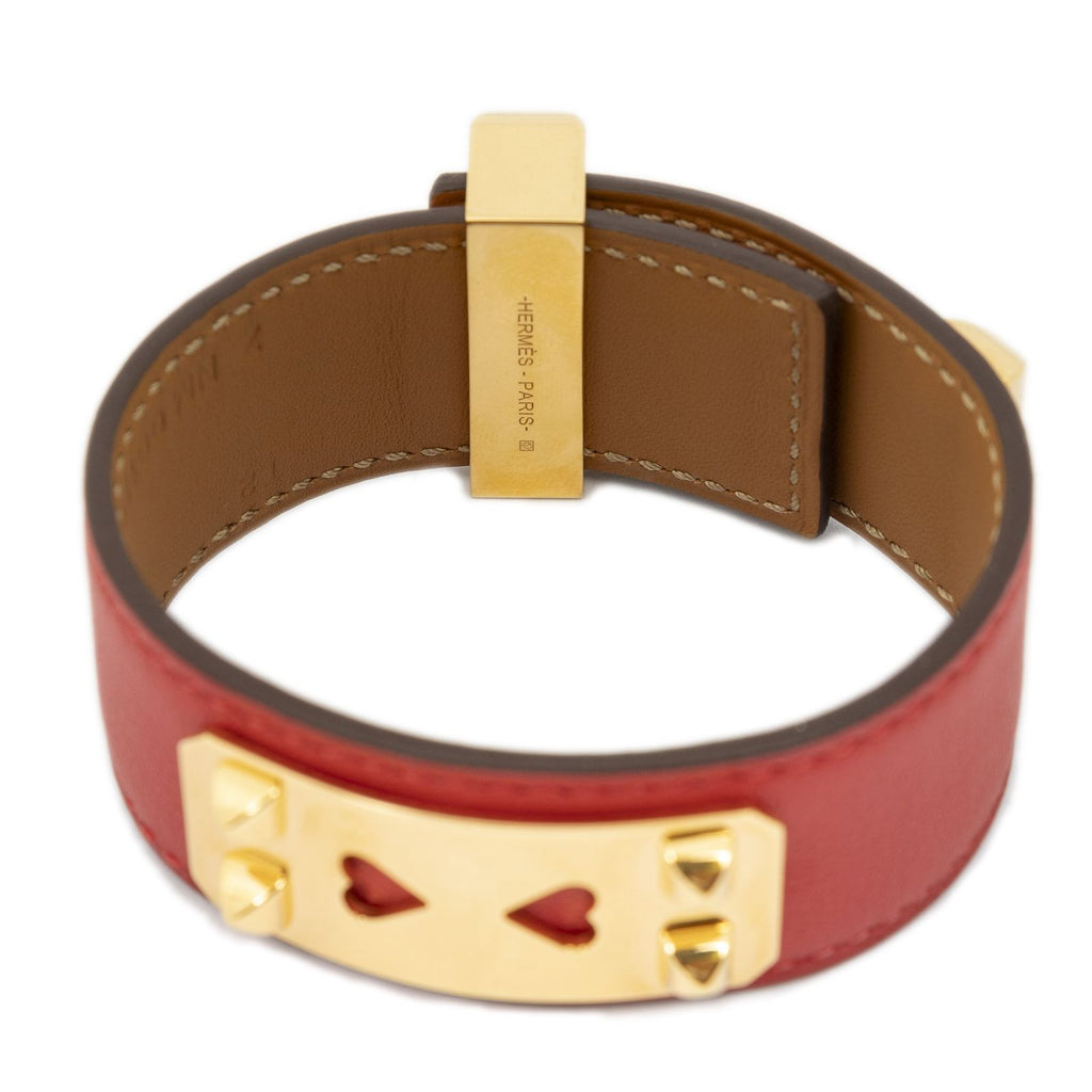 Hermes As de Coeur Collier de Chien Bracelet Red Swift Leather — view 2