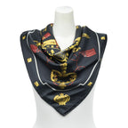 Hermes Scarf Black Gold Red Twill Silk