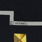 Hermes Scarf Black Gold Red Twill Silk — view 4