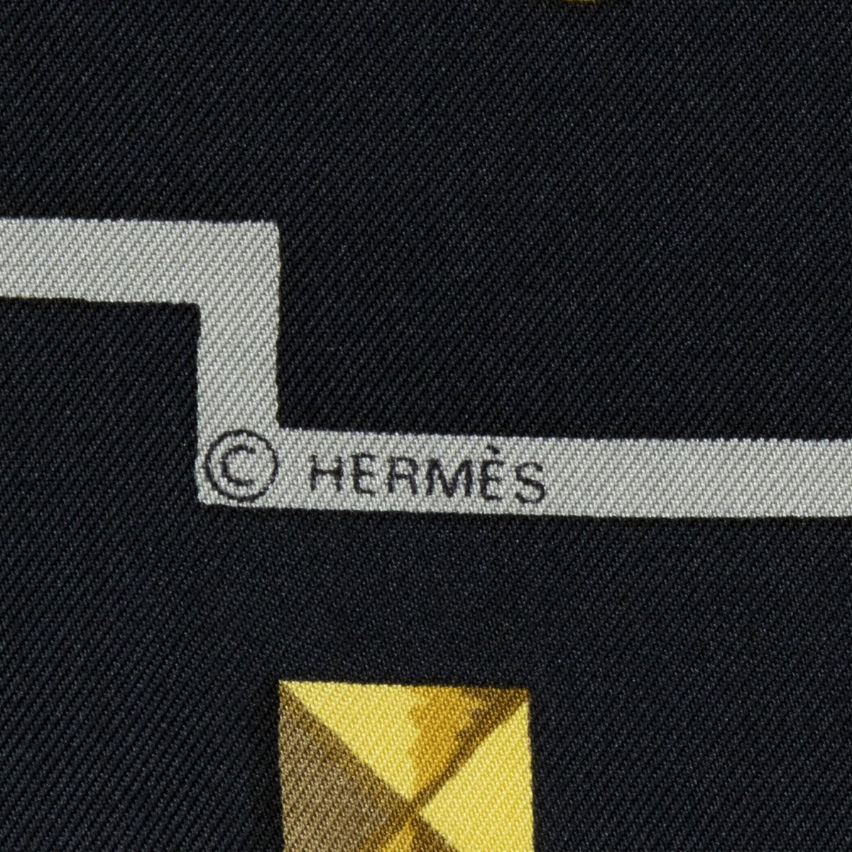 Hermes Scarf Black Gold Red Twill Silk — view 4
