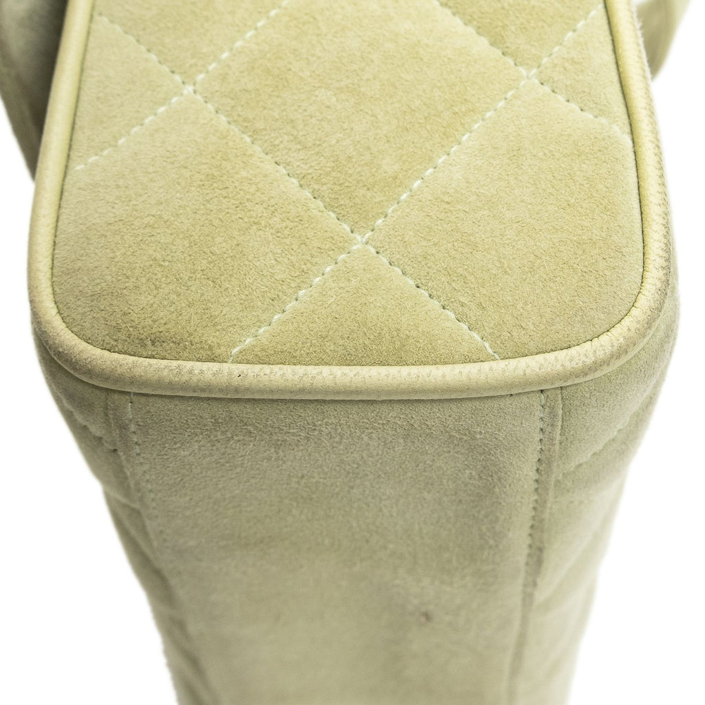 Chanel Mini CC Square Flap Bag Light Green Quilted Suede Leather — view 8
