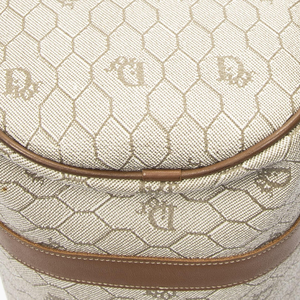 Dior Vintage Barrel Boston Brown Honeycomb Canvas Handbag — view 7