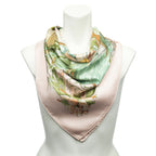 Hermes Scarf Light Pink Green Orange Twill Silk