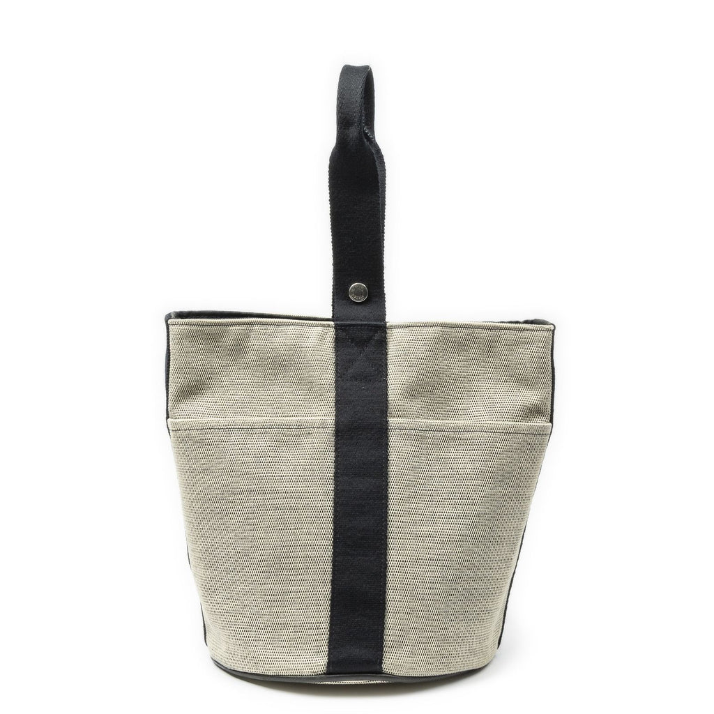 Hermes Saxo Beige Black Toile Shoulder Bag