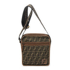 Fendi Square Flat Crossbody Brown Black Zucca Canvas