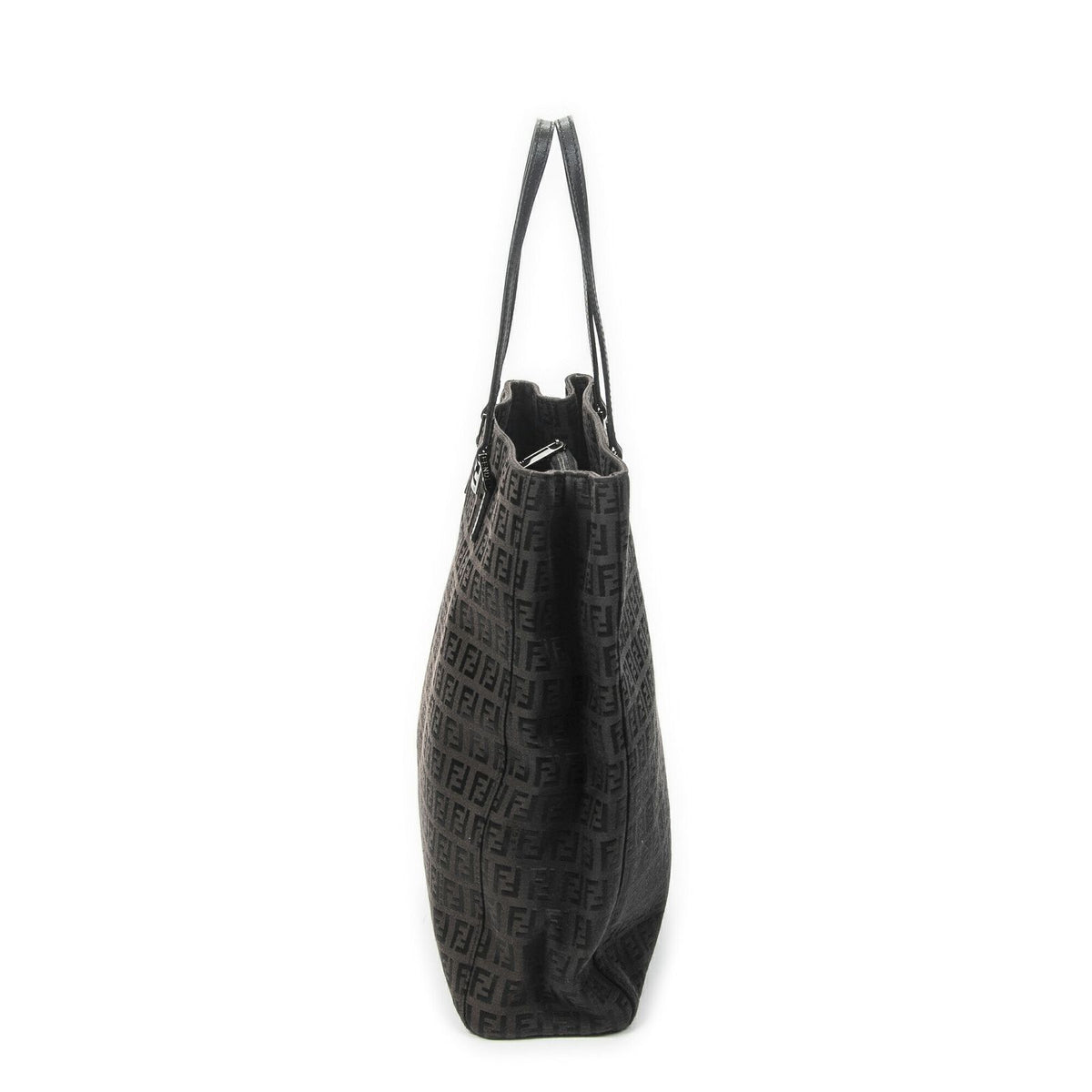 Fendi Vertical FF Slim Handle Tote Black Zucchino Canvas — view 3