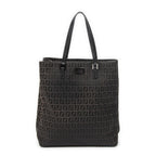 Fendi Vertical FF Slim Handle Tote Black Zucchino Canvas