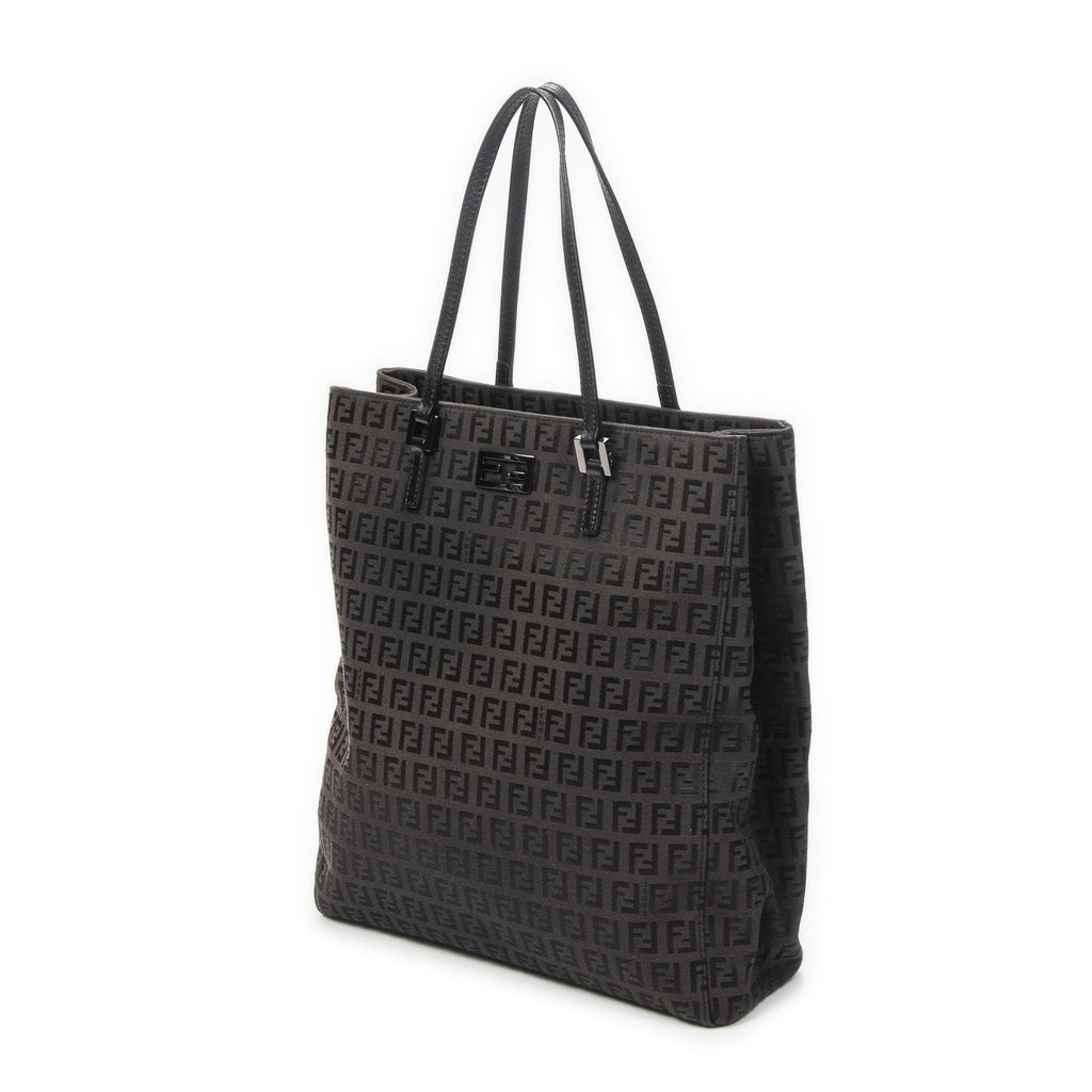 Fendi Vertical FF Slim Handle Tote Black Zucchino Canvas — view 2