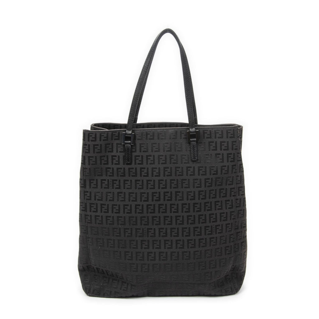 Fendi Vertical FF Slim Handle Tote Black Zucchino Canvas — view 5
