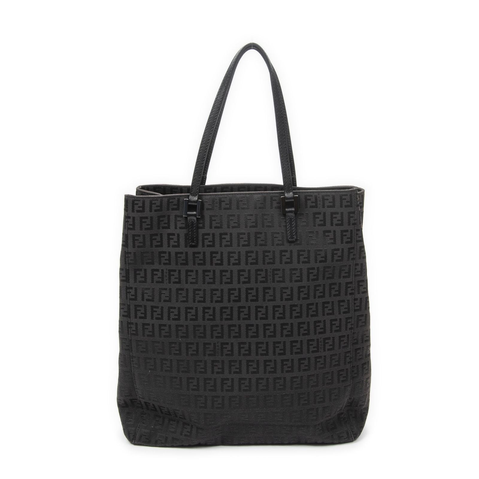 Fendi Vertical FF Slim Handle Tote Black Zucchino Canvas — view 5