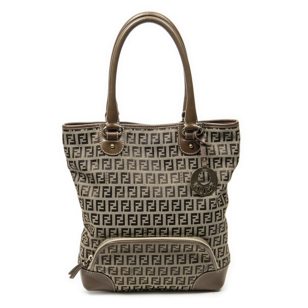 Fendi Front Pocket Bucket Tote Brown Zucchino Canvas