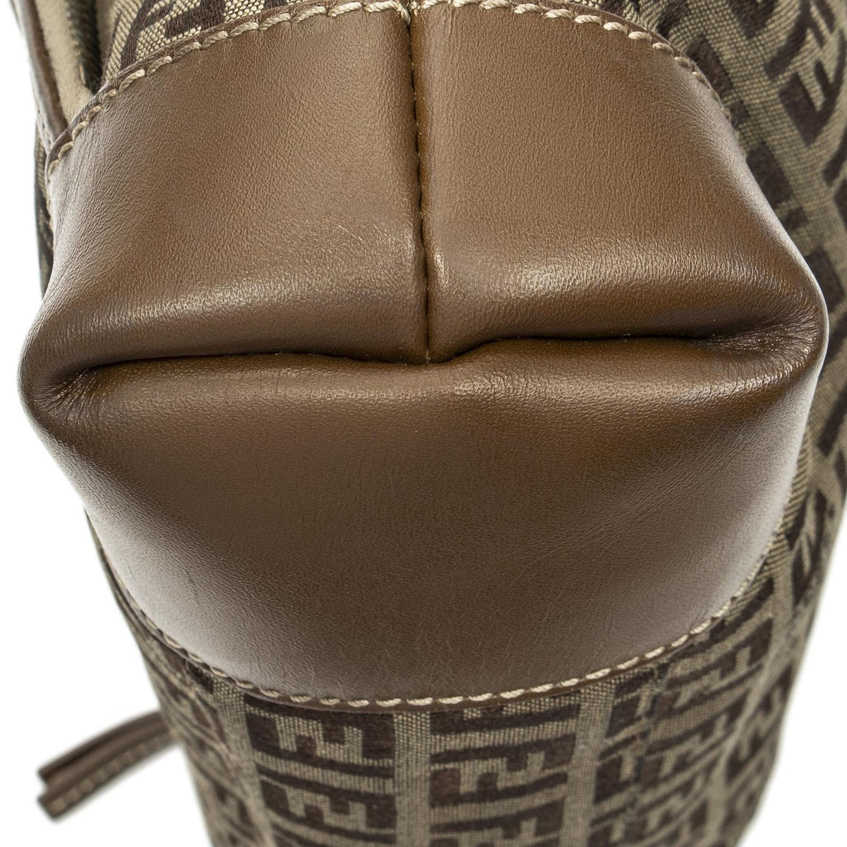 Fendi Front Pocket Bucket Tote Brown Zucchino Canvas — view 8