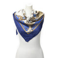 Hermes Scarf Blue Brown Goldtwill Silk