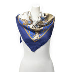 Hermes Scarf Blue Brown Goldtwill Silk