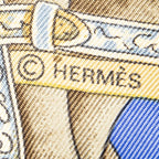 Hermes Scarf Blue Brown Goldtwill Silk — view 4