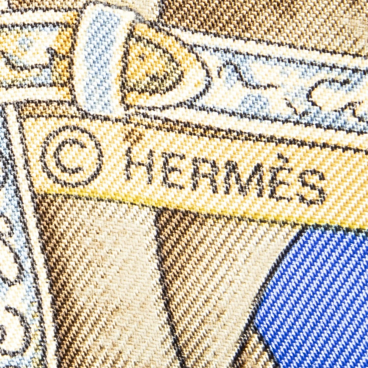 Hermes Scarf Blue Brown Goldtwill Silk — view 4