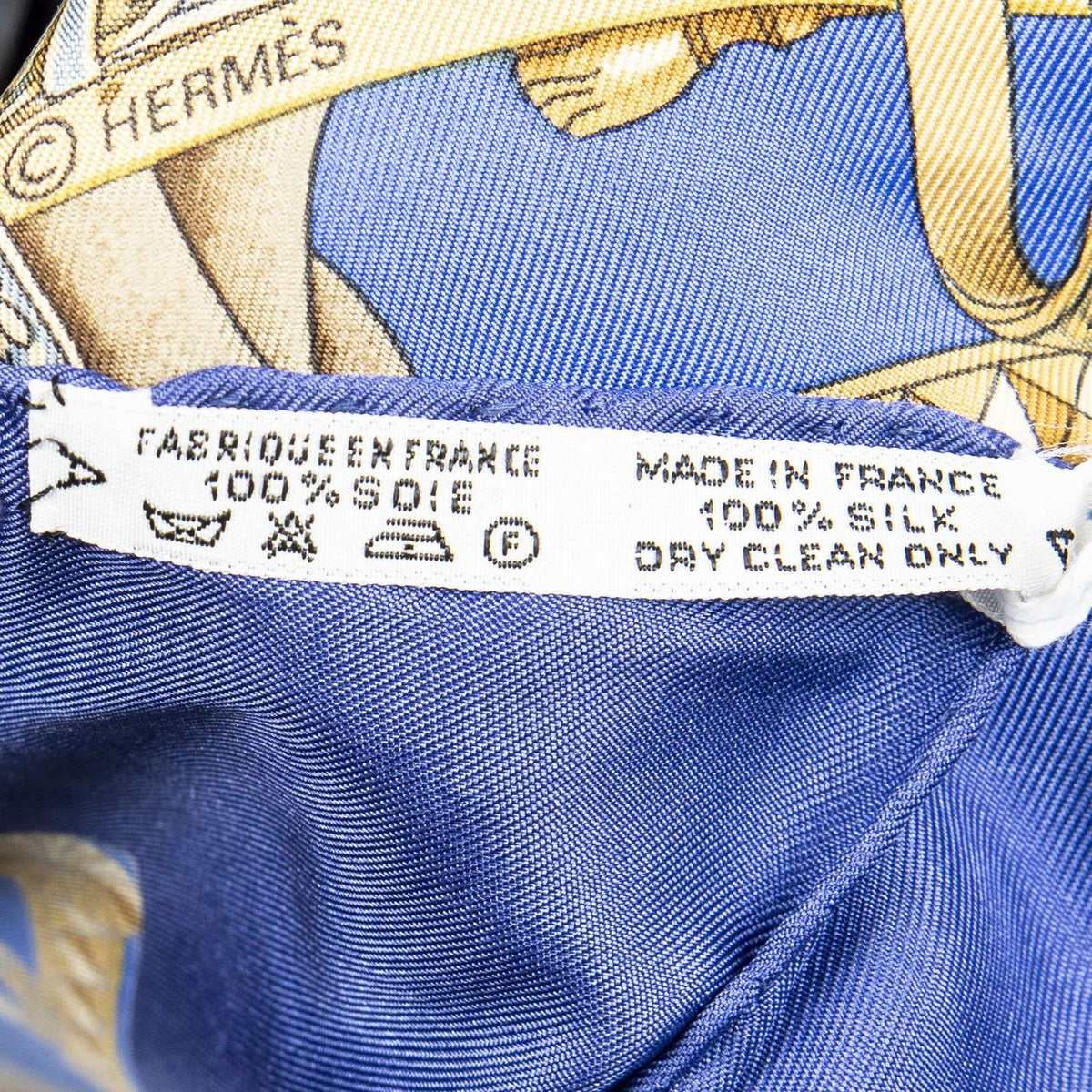Hermes Scarf Blue Brown Goldtwill Silk — view 5