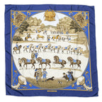 Hermes Scarf Blue Brown Goldtwill Silk — view 2