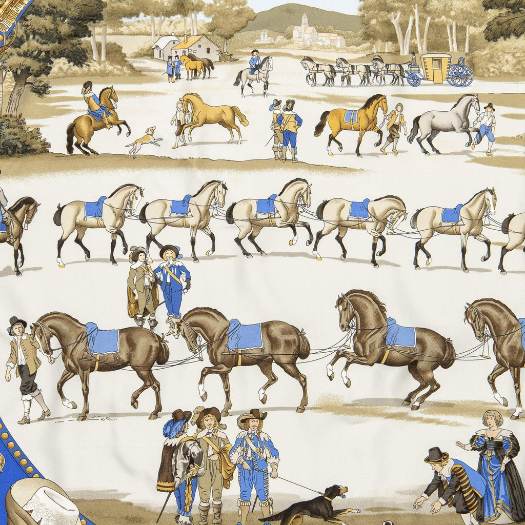 Hermes Scarf Blue Brown Goldtwill Silk — view 3