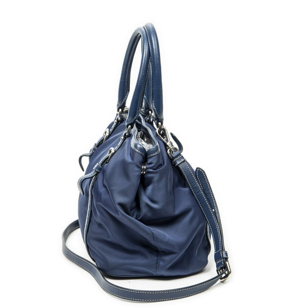 Prada Horizon Tal Convertible Gaufre Tote Blue Nylon Canvas — view 4