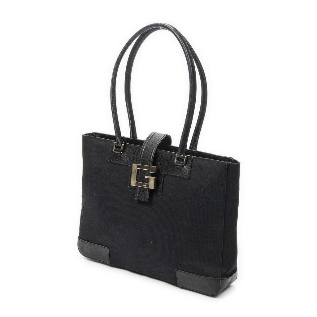 Gucci g Buckle Logo Open Tote Black Canvas — view 2