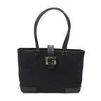 Gucci g Buckle Logo Open Tote Black Canvas